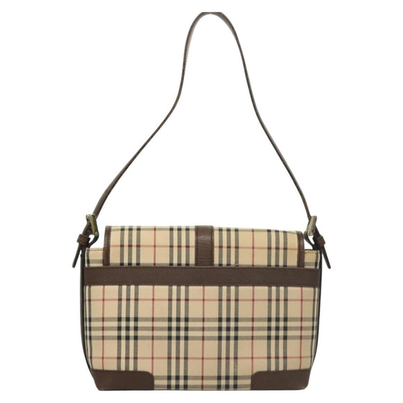 BURBERRY Nova Check Shoulder Bag Canvas Beige Auth 130914