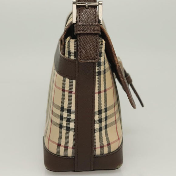 BURBERRY Nova Check Shoulder Bag Canvas Beige Auth 130914