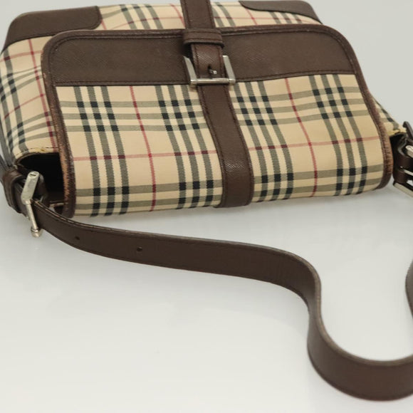 BURBERRY Nova Check Shoulder Bag Canvas Beige Auth 130914