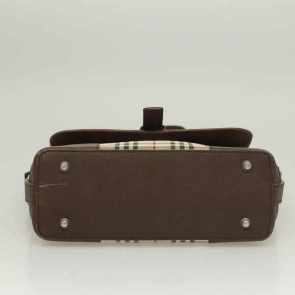 BURBERRY Nova Check Shoulder Bag Canvas Beige Auth 130914