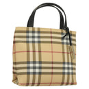 BURBERRY Nova Check Hand Bag PVC Beige Auth 130916-1