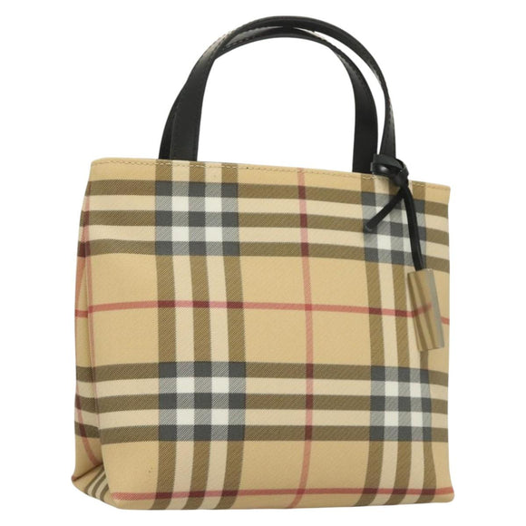 BURBERRY Nova Check Hand Bag PVC Beige Auth 130916