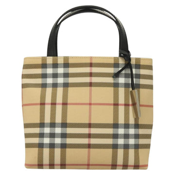 BURBERRY Nova Check Hand Bag PVC Beige Auth 130916 - 0