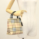BURBERRY Nova Check Hand Bag PVC Beige Auth 130916-22