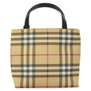 BURBERRY Nova Check Hand Bag PVC Beige Auth 130916-3