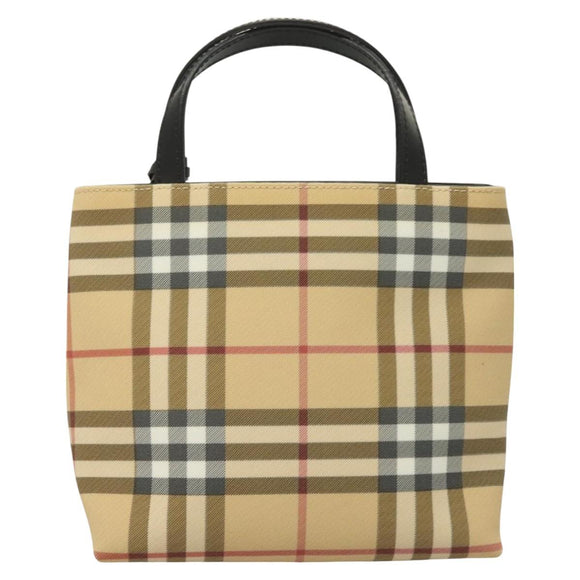 BURBERRY Nova Check Hand Bag PVC Beige Auth 130916