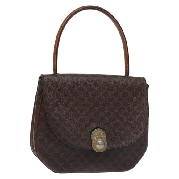 CELINE Macadam Canvas Hand Bag PVC Leather Brown Gold Auth 130918