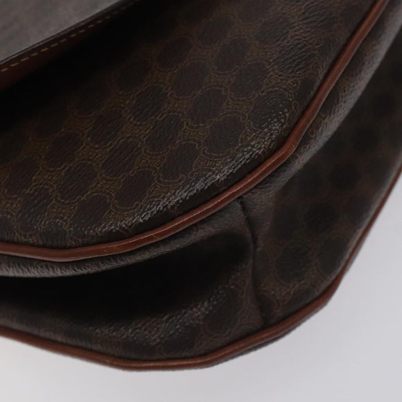 CELINE Macadam Canvas Hand Bag PVC Leather Brown Gold Auth 130918