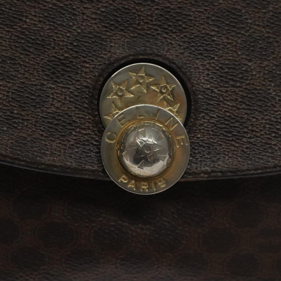 CELINE Macadam Canvas Hand Bag PVC Leather Brown Gold Auth 130918