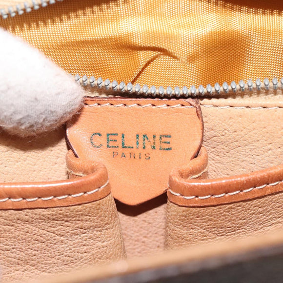 CELINE Macadam Canvas Hand Bag PVC Leather Brown Gold Auth 130918