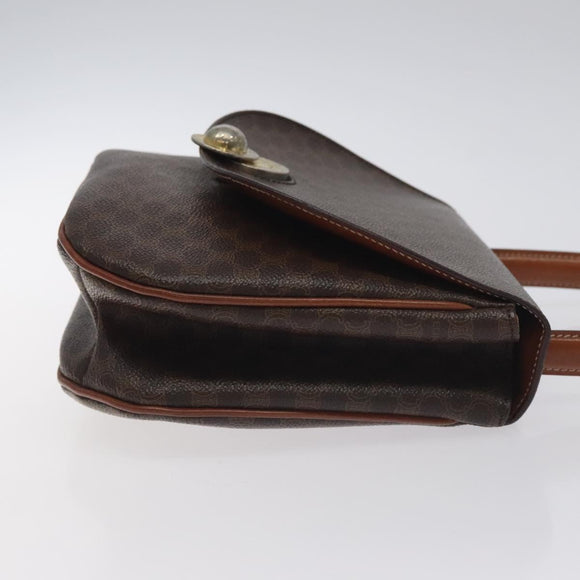 CELINE Macadam Canvas Hand Bag PVC Leather Brown Gold Auth 130918