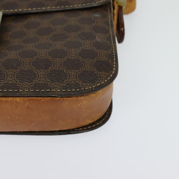 CELINE Macadam Canvas Shoulder Bag PVC Leather Brown Auth 130919