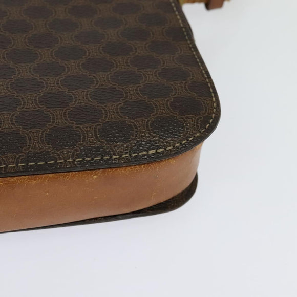 CELINE Macadam Canvas Shoulder Bag PVC Leather Brown Auth 130919