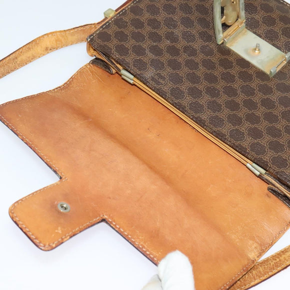 CELINE Macadam Canvas Shoulder Bag PVC Leather Brown Auth 130919