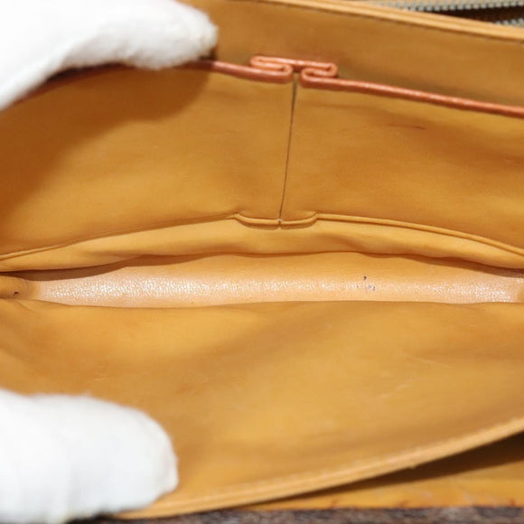 CELINE Macadam Canvas Shoulder Bag PVC Leather Brown Auth 130919