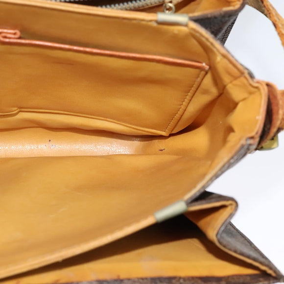 CELINE Macadam Canvas Shoulder Bag PVC Leather Brown Auth 130919