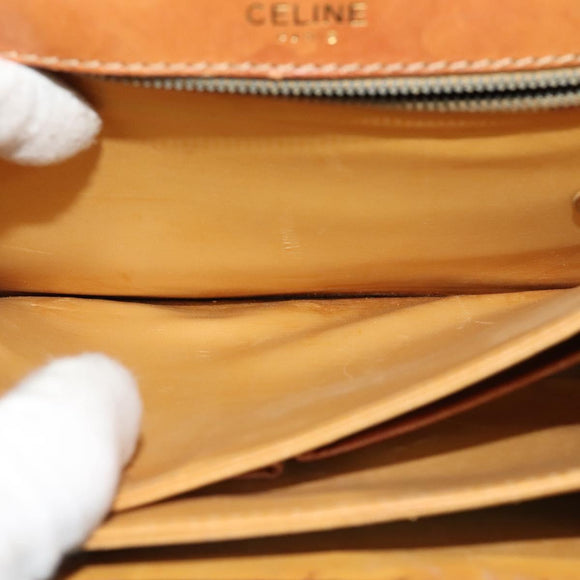 CELINE Macadam Canvas Shoulder Bag PVC Leather Brown Auth 130919