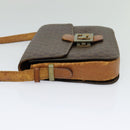 CELINE Macadam Canvas Shoulder Bag PVC Leather Brown Auth 130919-3