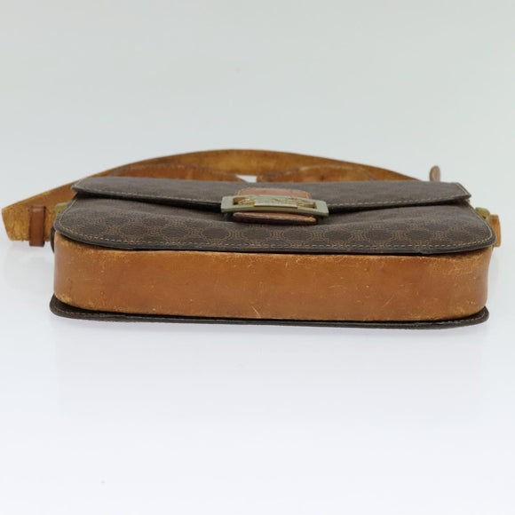 CELINE Macadam Canvas Shoulder Bag PVC Leather Brown Auth 130919