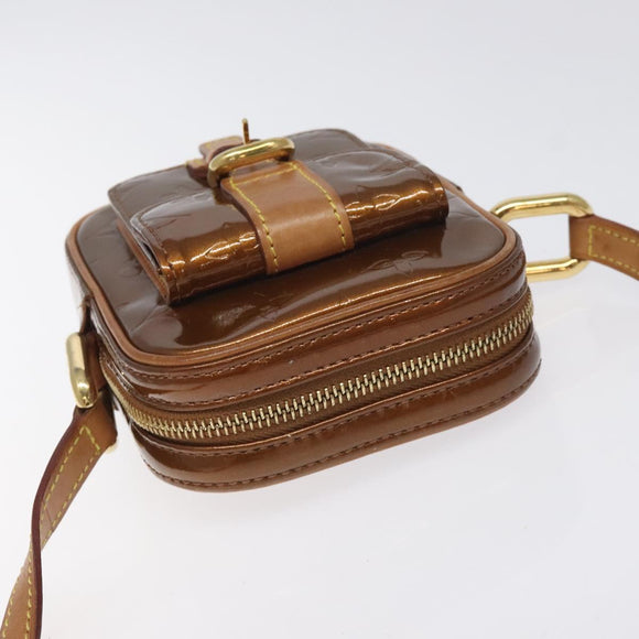 LOUIS VUITTON Monogram Vernis Christie PM Shoulder Bag Bronze M91111 Auth 130923