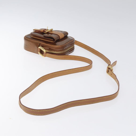 LOUIS VUITTON Monogram Vernis Christie PM Shoulder Bag Bronze M91111 Auth 130923