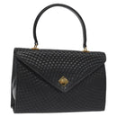 BALLY Hand Bag Leather Black Gold Auth 130931-1