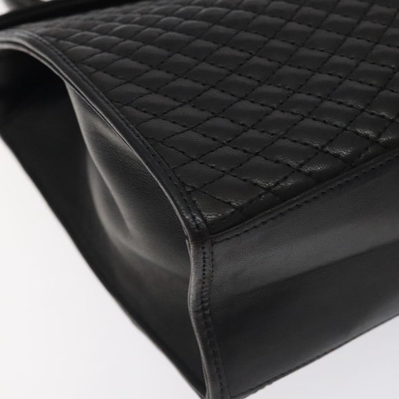 BALLY Hand Bag Leather Black Gold Auth 130931