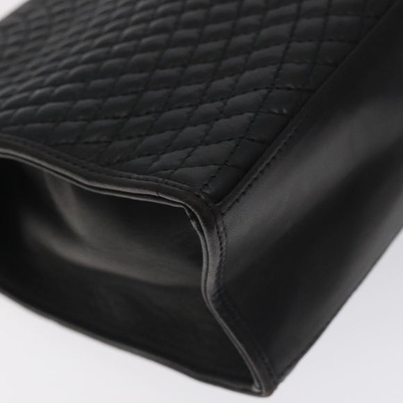 BALLY Hand Bag Leather Black Gold Auth 130931