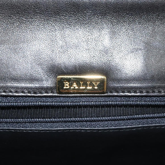 BALLY Hand Bag Leather Black Gold Auth 130931