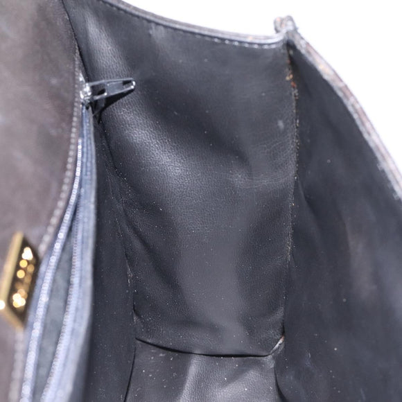 BALLY Hand Bag Leather Black Gold Auth 130931