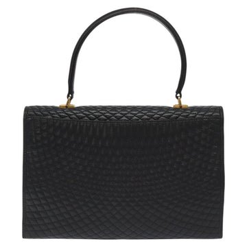 BALLY Hand Bag Leather Black Gold Auth 130931 - 0