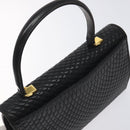 BALLY Hand Bag Leather Black Gold Auth 130931-6