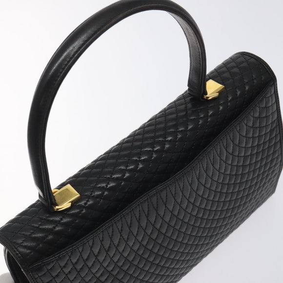 BALLY Hand Bag Leather Black Gold Auth 130931