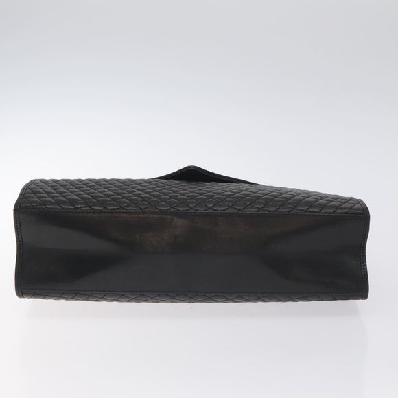 BALLY Hand Bag Leather Black Gold Auth 130931