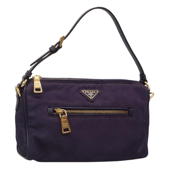 PRADA Shoulder Bag Nylon Purple Gold Auth 130933