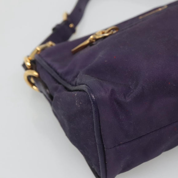 PRADA Shoulder Bag Nylon Purple Gold Auth 130933