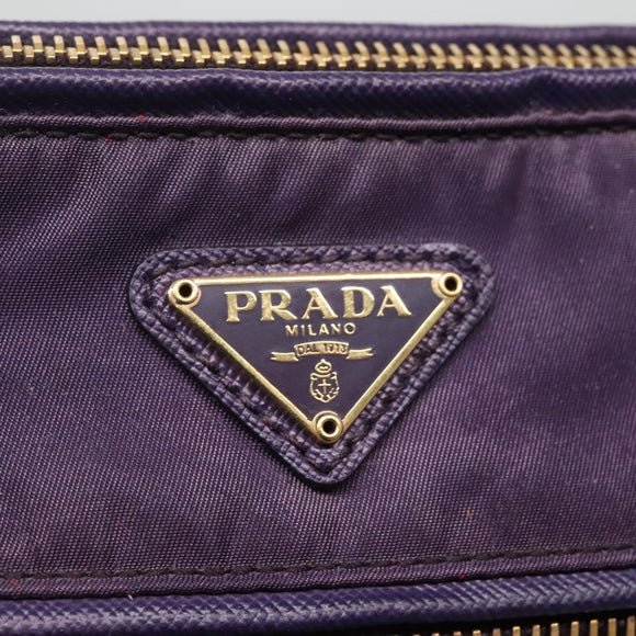PRADA Shoulder Bag Nylon Purple Gold Auth 130933