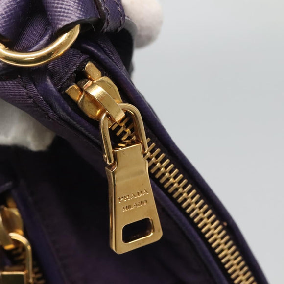 PRADA Shoulder Bag Nylon Purple Gold Auth 130933