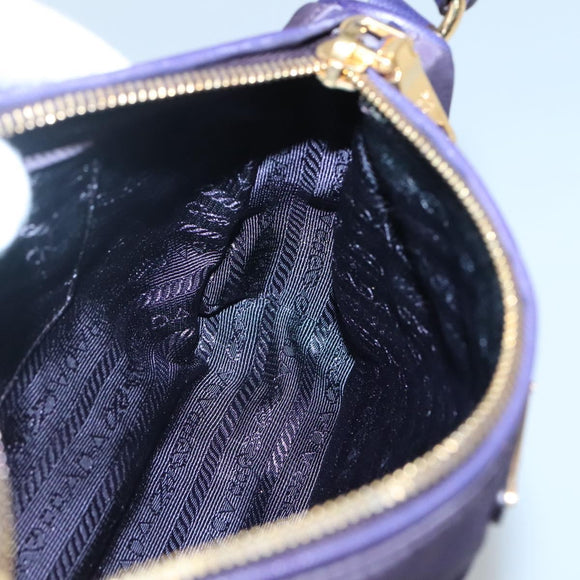 PRADA Shoulder Bag Nylon Purple Gold Auth 130933