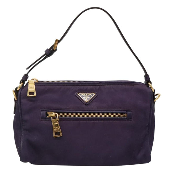 PRADA Shoulder Bag Nylon Purple Gold Auth 130933