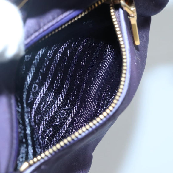 PRADA Shoulder Bag Nylon Purple Gold Auth 130933