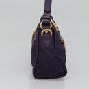 PRADA Shoulder Bag Nylon Purple Gold Auth 130933-3