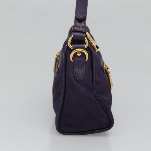 PRADA Shoulder Bag Nylon Purple Gold Auth 130933
