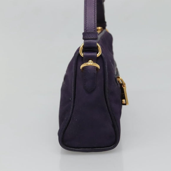 PRADA Shoulder Bag Nylon Purple Gold Auth 130933