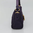 PRADA Shoulder Bag Nylon Purple Gold Auth 130933-4