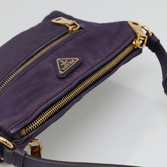 PRADA Shoulder Bag Nylon Purple Gold Auth 130933
