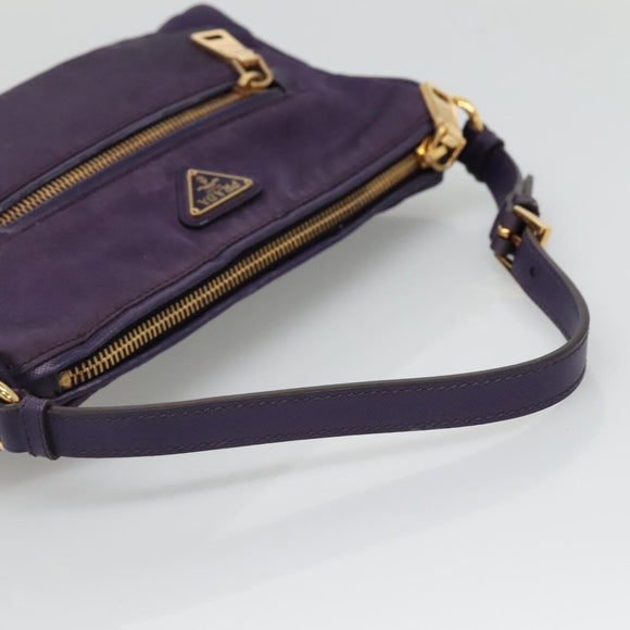 PRADA Shoulder Bag Nylon Purple Gold Auth 130933
