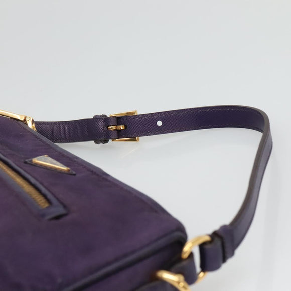 PRADA Shoulder Bag Nylon Purple Gold Auth 130933