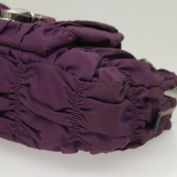PRADA Chain Hand Bag Nylon 2way Purple Silver Auth 130934