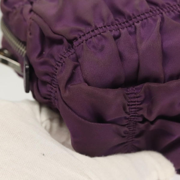 PRADA Chain Hand Bag Nylon 2way Purple Silver Auth 130934